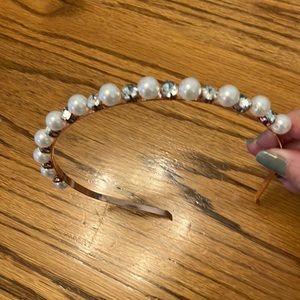 NWOT rose gold pearl rhinestone headband